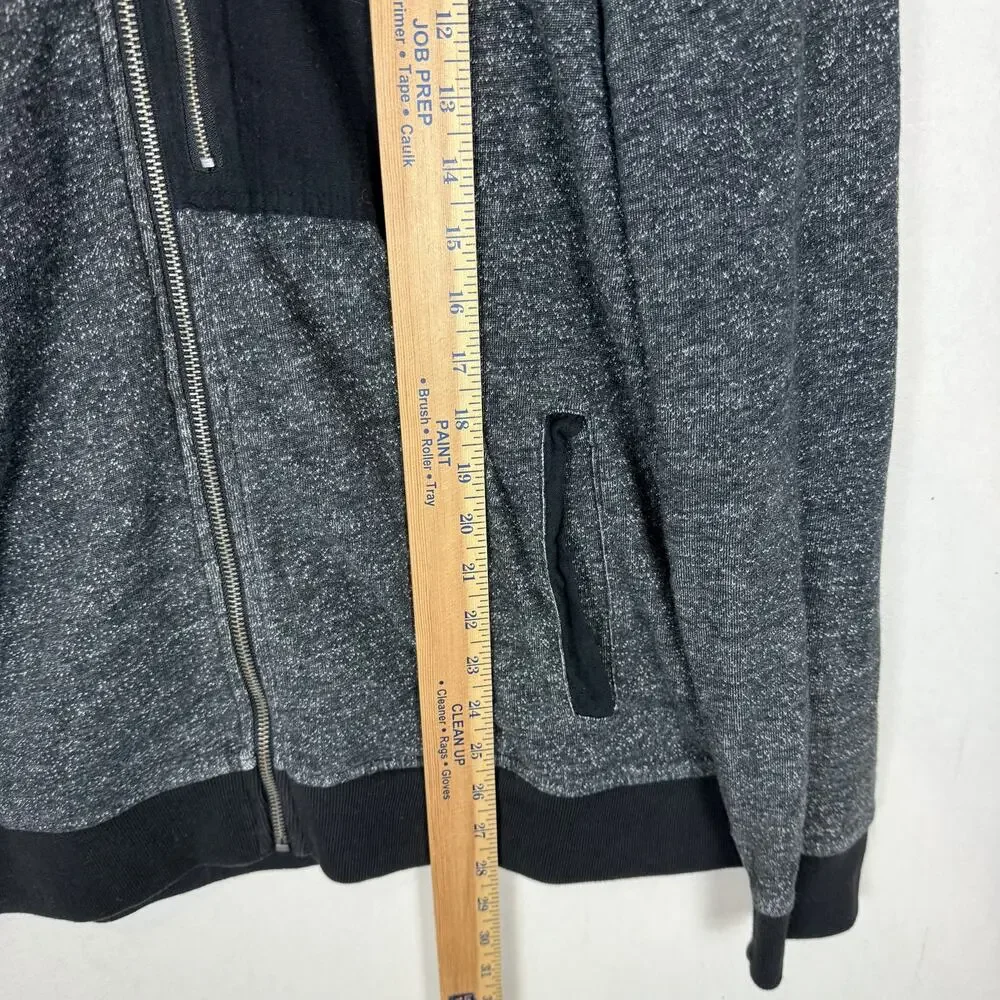 Banana Republic Sweatshirt Men Medium Gray Full Zip Cotton Long Sleeve Mock Neck
